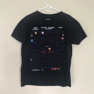 Retro Pacman Video Game Maze Black T-shirt Size L